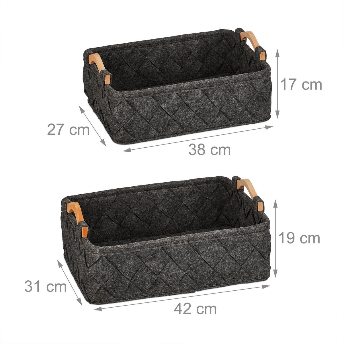 8-TLG.SCHRANK-ORGANIZER - Anthrazit, Holz/Textil (42/19/31cm) - Relaxdays