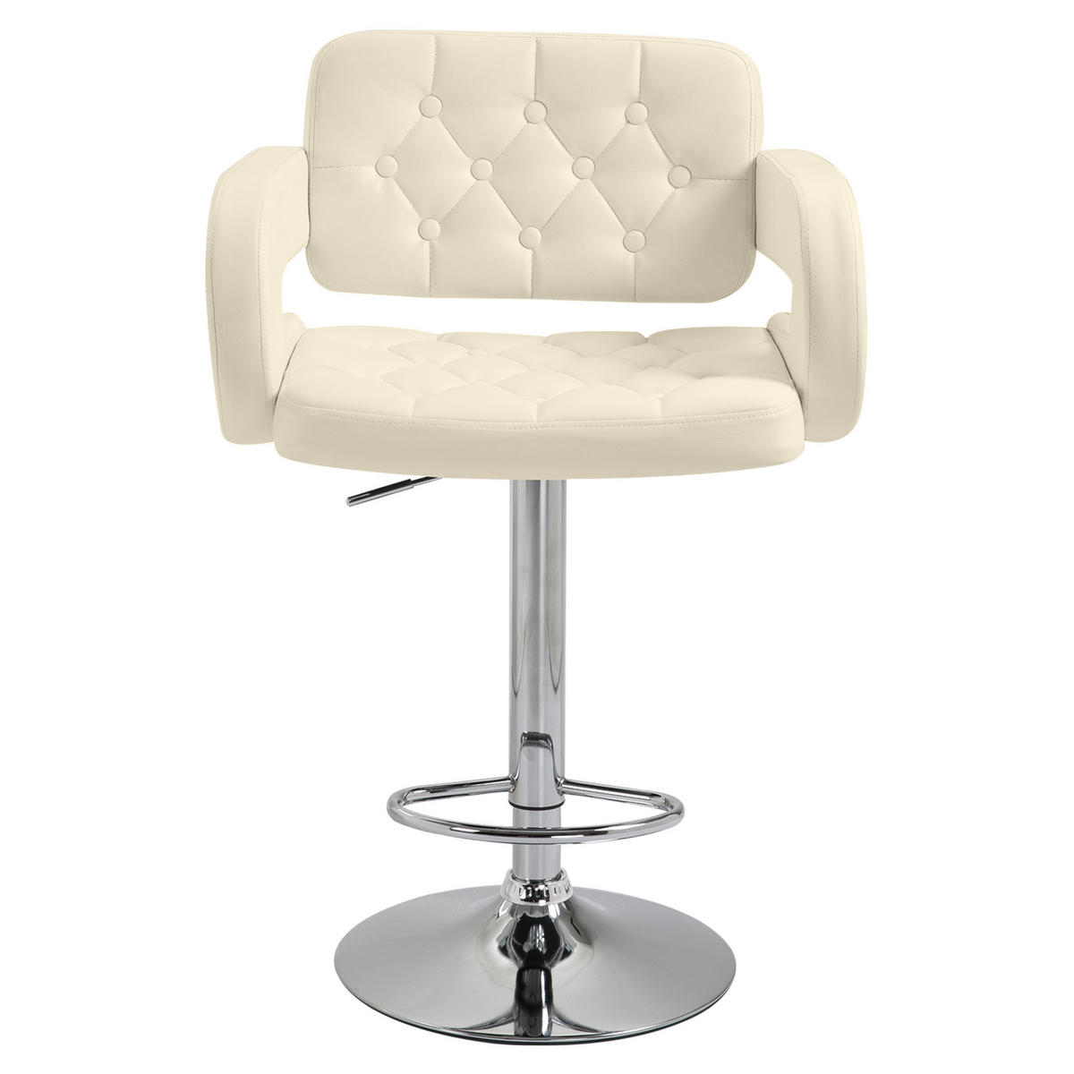 BARHOCKER DE-14778 360° schwenkbar & höhenverstellbar mit Armlehnen Weiß - Weiß, Metall (50/113/61cm) - ComfortXL