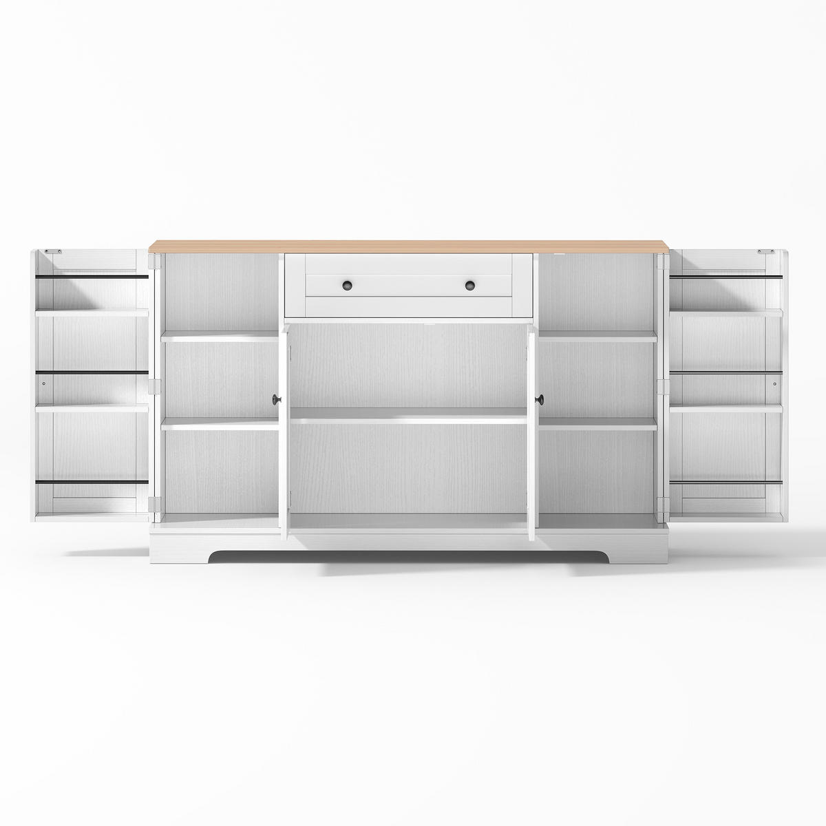 SIDEBOARD mit Schublade & Regaltüren, Natur/Weiß - Weiß, Holzwerkstoff (138/85/40cm) - Urban Meuble