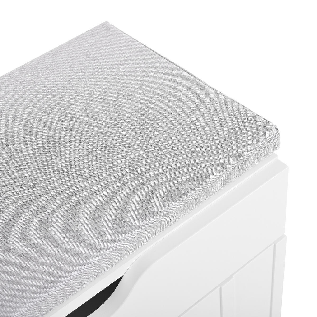 SCHUHSCHRANK 90/74,5/35 cm Weiß aus MDF mit Sitzpolster und Schublade - Weiß, Holzwerkstoff (90/74.5/35cm) - OKMYHOME