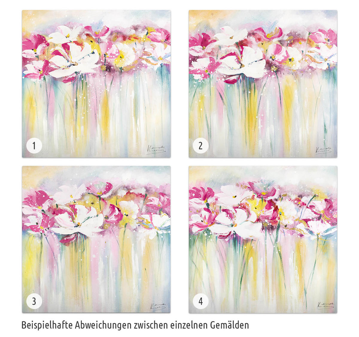 ÖLGEMÄLDE 80/80 cm - Pink/Weiß, Holz/Textil (1.6/80cm) - KUNSTLOFT