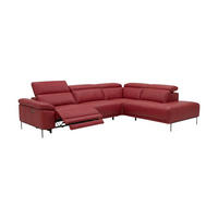 ECKSOFA Fiesta Echtleder mit 1 x Relaxfunktion Rot - Rot, Leder/Metall (282/220cm)