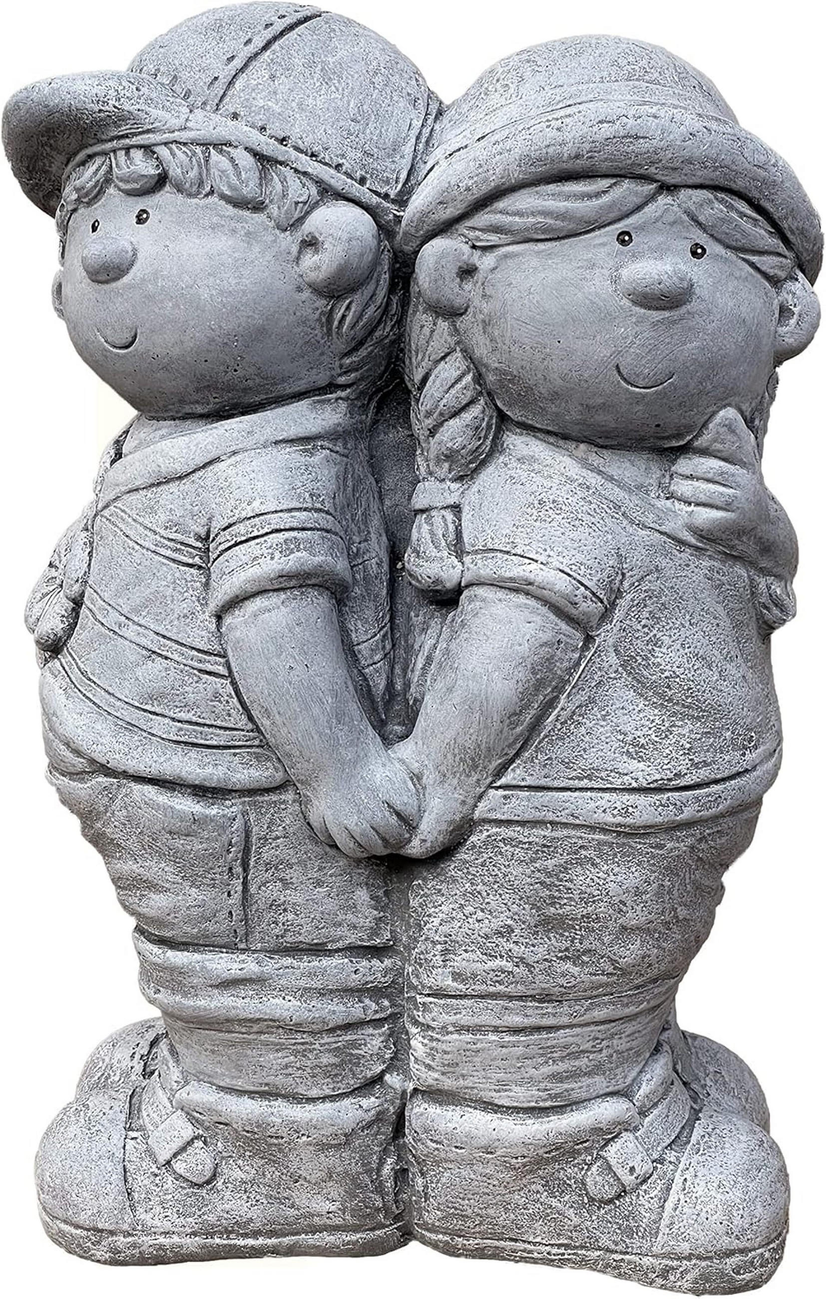 STEINFIGUR Junge und Mädchen frostfest Steinguss - Grau, Stein (24/42/14cm) - stoneandstyle