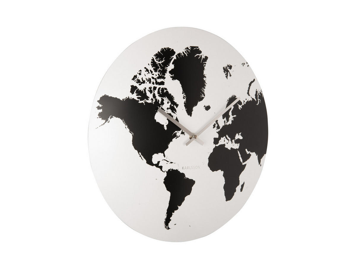 WANDUHR World Map Ø39 cm - Weiß, Metall (39/39/4cm) - Karlsson