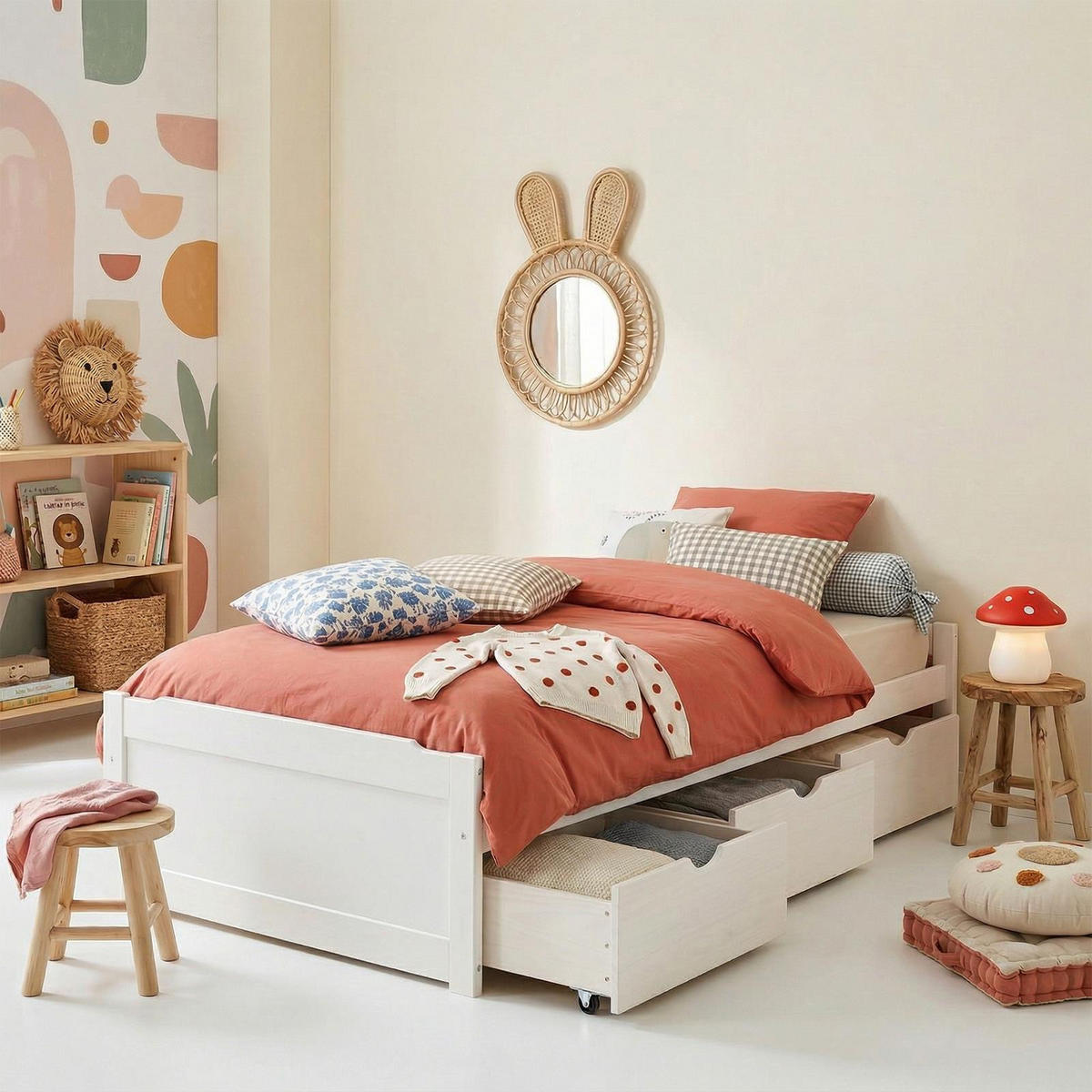 BETT MIT STAURAUM MIA 90x190 cm weiß - Weiß, Holz (90/190cm) - IDIMEX