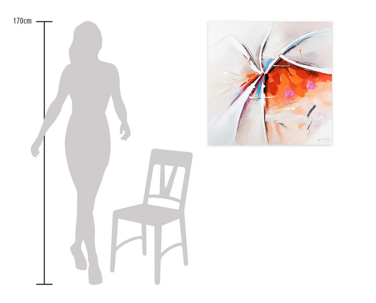 ACRYLBILD HANDGEMALT 80/80 cm - Rot/Weiß, Holz/Textil (80/80cm) - KUNSTLOFT