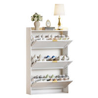SCHUHSCHRANK mit 3 Klappen 76 x 23 x 118 cm Weiß - Weiß, Holz (23/118/76cm) - Beauniv