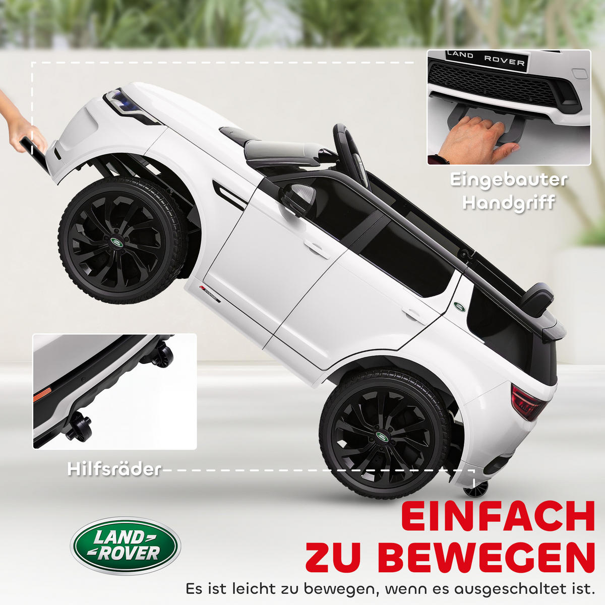 KINDER-ELEKTROAUTO DE-06140 Land Rover lizenziert mit Fernbedienung und LED Weiß - Weiß, Kunststoff/Metall (106/65.5/51cm) - ComfortXL