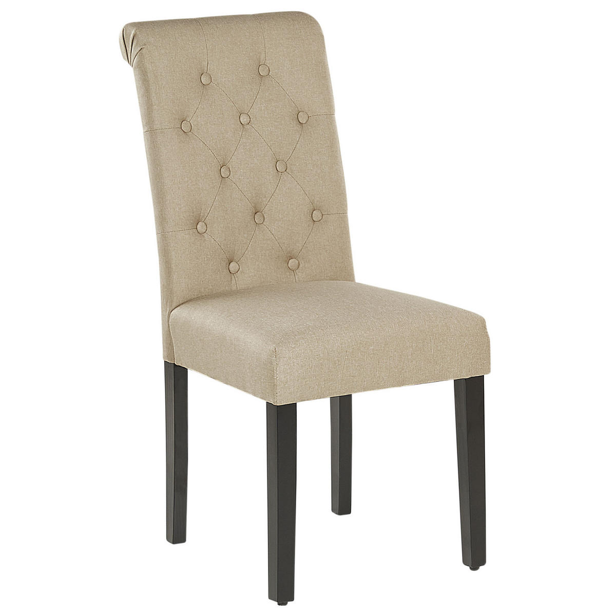 ESSZIMMERSTUHL 2er-Set Polsterbezug Beige Velva - Sandfarben, Holz/Textil (46/98/48cm) - Beliani