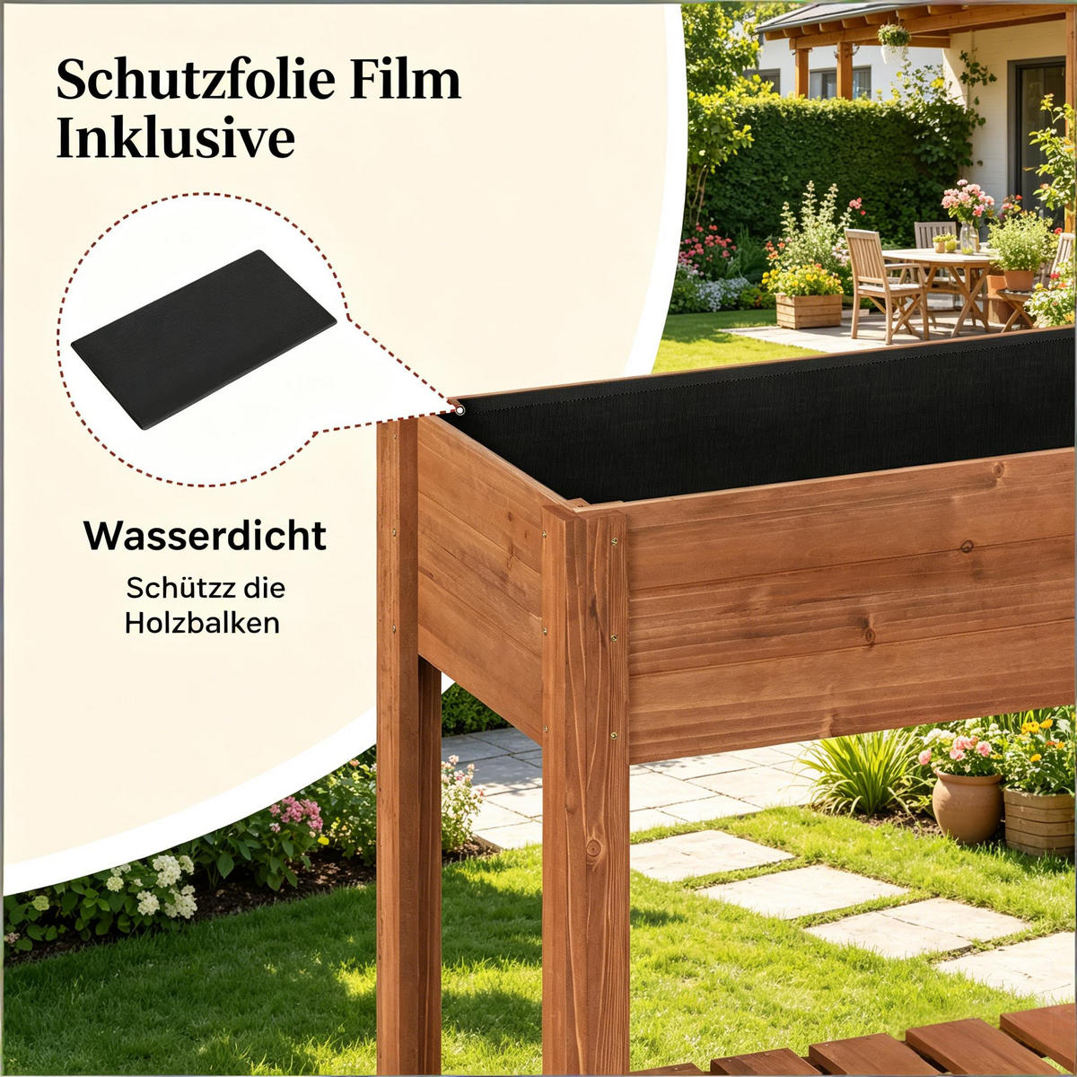 HOCHBEET 80/40/75 cm Braun mit Lageregal - Braun, Holz/Metall (40/75/80cm) - Oxeza