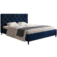 BETT Blau LUXO 6 Gepolstert Mit Kristallknöpfen 120x200 cm - Dunkelblau, Textil (120/200cm) - Sepro Meble