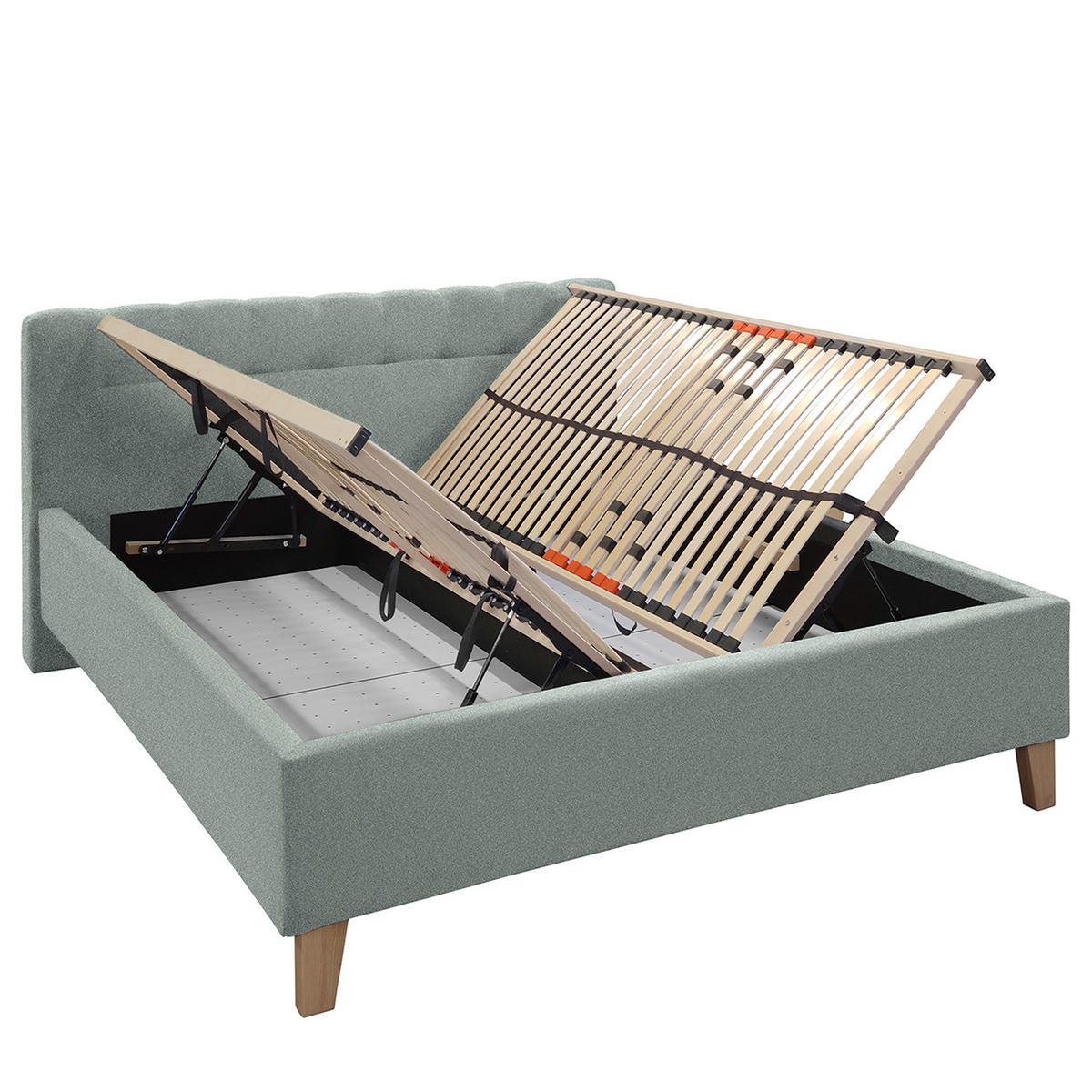 POLSTERBETT - Webstoff - Mintgrün, Holz/Textil (160/200cm) - home24