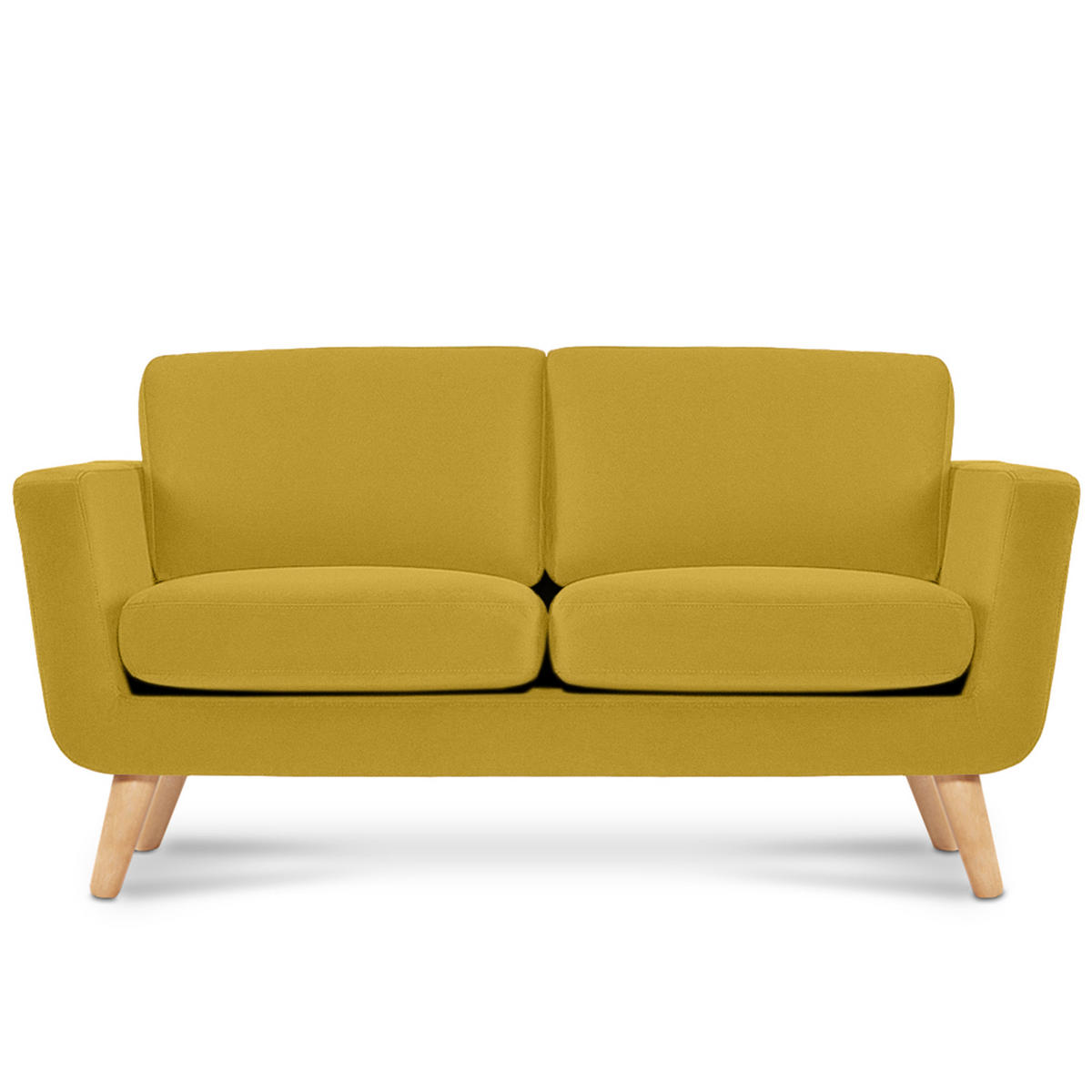 SOFA TAGIO mit Armlehnen, Gelb - Gelb/Braun, Buchenholz/Textil (153/80/84cm) - KONSIMO®