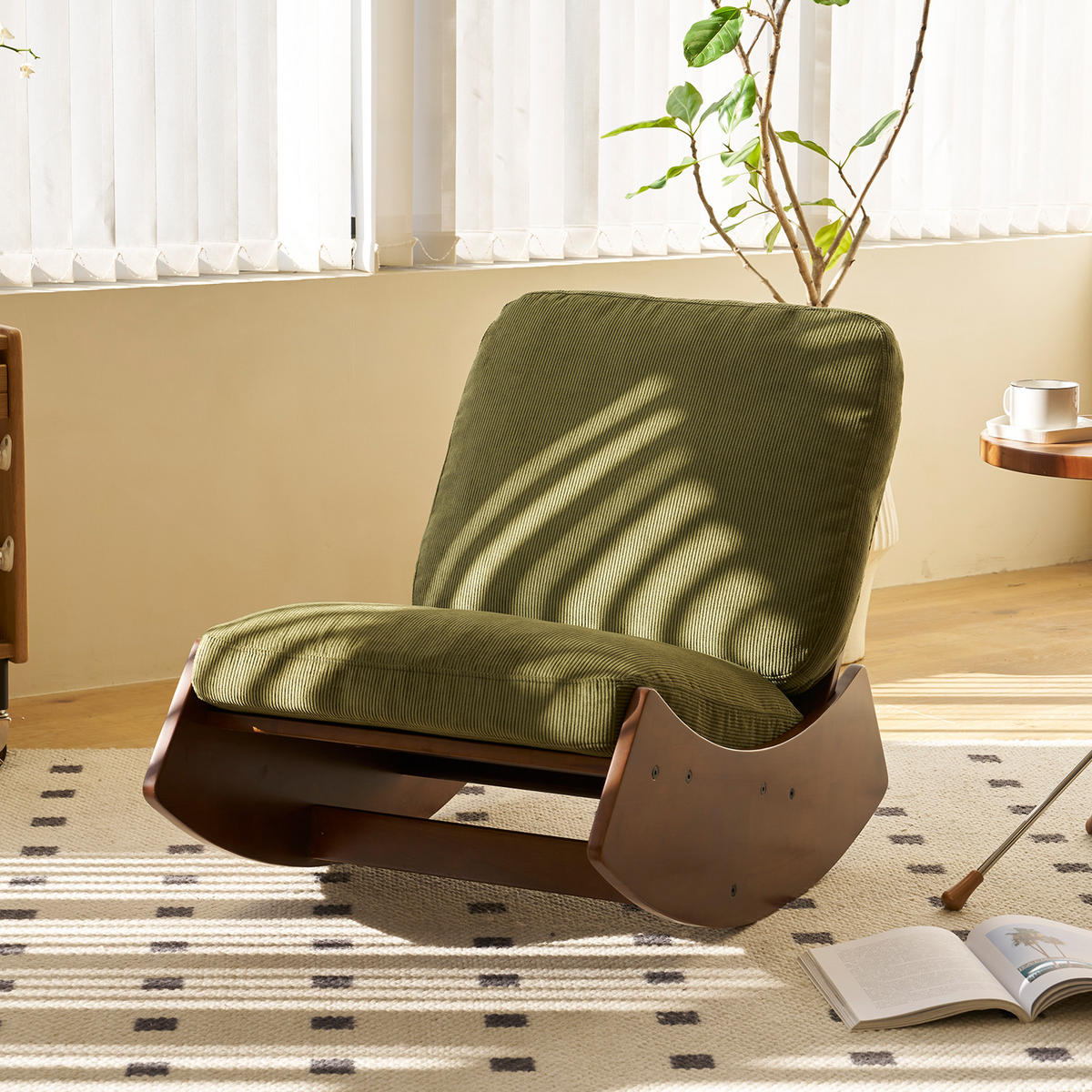 SCHAUKELSTUHL 2-teiliges Set Grün Cord - Grün, Textil (61.5/71.9/90cm) - Oxeza