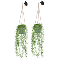 LED AUSSENLEUCHTE Kunstpflanze Hanfseil Grün 2er Set - Multicolor, Kunststoff (13/13/90cm) - Globo Lighting