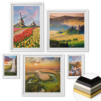 WANDBILDER 5er-Set - 50x50 cm & 20x30 cm & 40x60 cm Weißer Rahmen - Whisky, Wein, Champagner, Kaffee, Alkohol - Weiß, Kunststoff (40/60cm) - ArtPrintCave