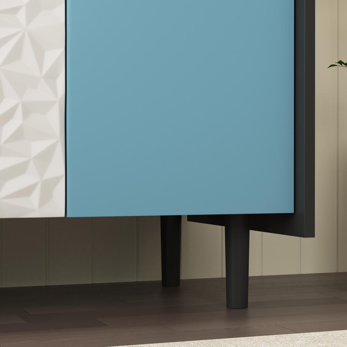 SIDEBOARD 120/40/80 cm, Schwarz/Blau, mit 2 Schubladen, offenem Fach und Schrank, Schwarz/Blau - Blau, Holzwerkstoff (120/80/40cm) - Redom
