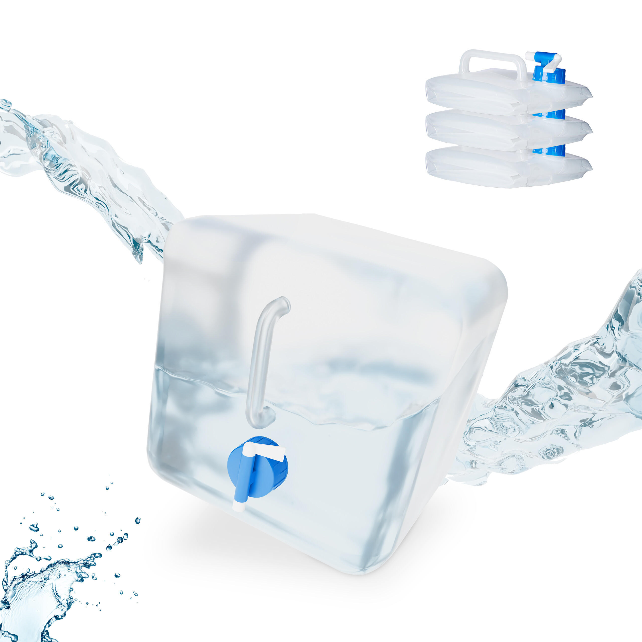 4XWASSERKANISTER - Transparent, Kunststoff/Textil (20/10/20cm) - Relaxdays