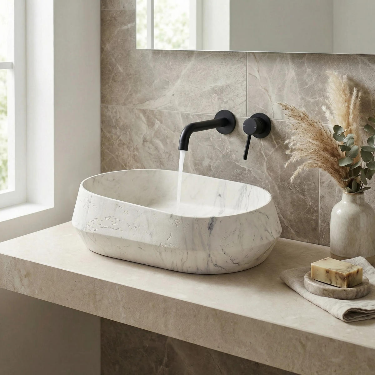AUFSATZWASCHBECKEN Rea Zoe Marlo - Beige, Kunststoff (38/17/59cm) - REA