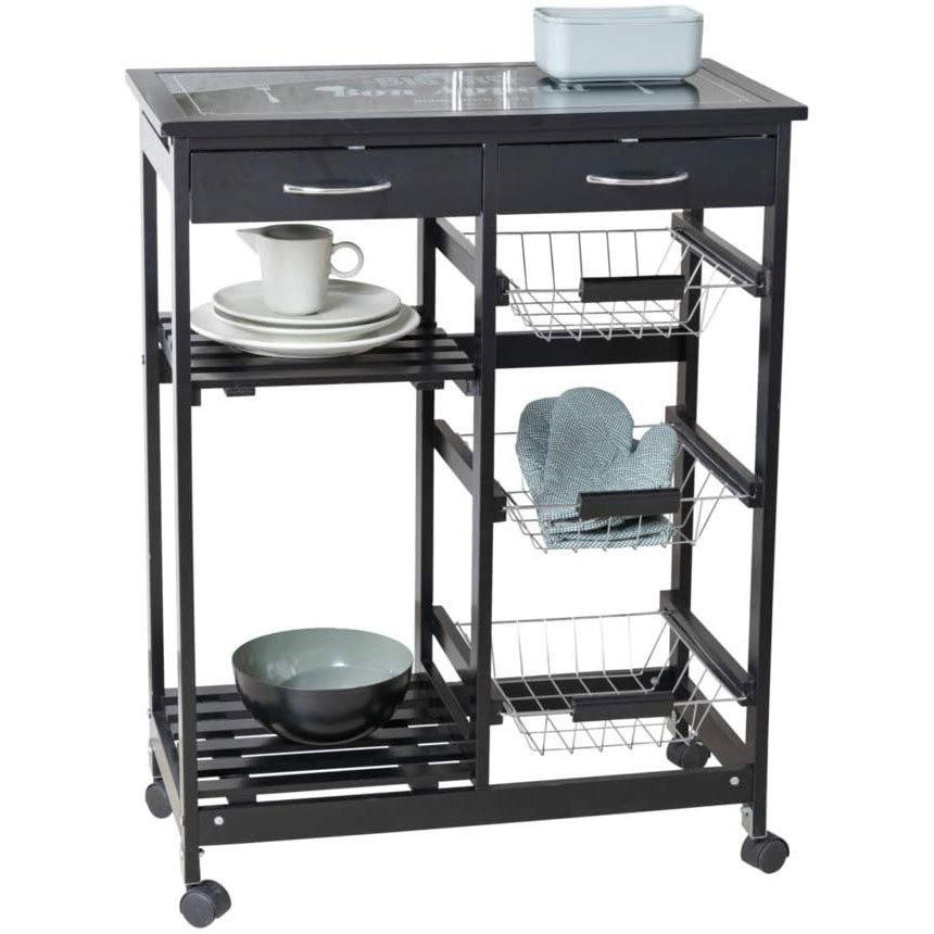 Wenko Küchenwagen Schwarz 35x86x67 cm