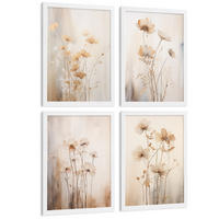 POSTER 4er-Set Wandbilder Blumen Vintage modern Wohnzimmer Deko, Schlafzimmer, Küche, Badezimmer Rahmenlos A3 - Weiß, Papier (29.7/1/42cm) - Nacnic