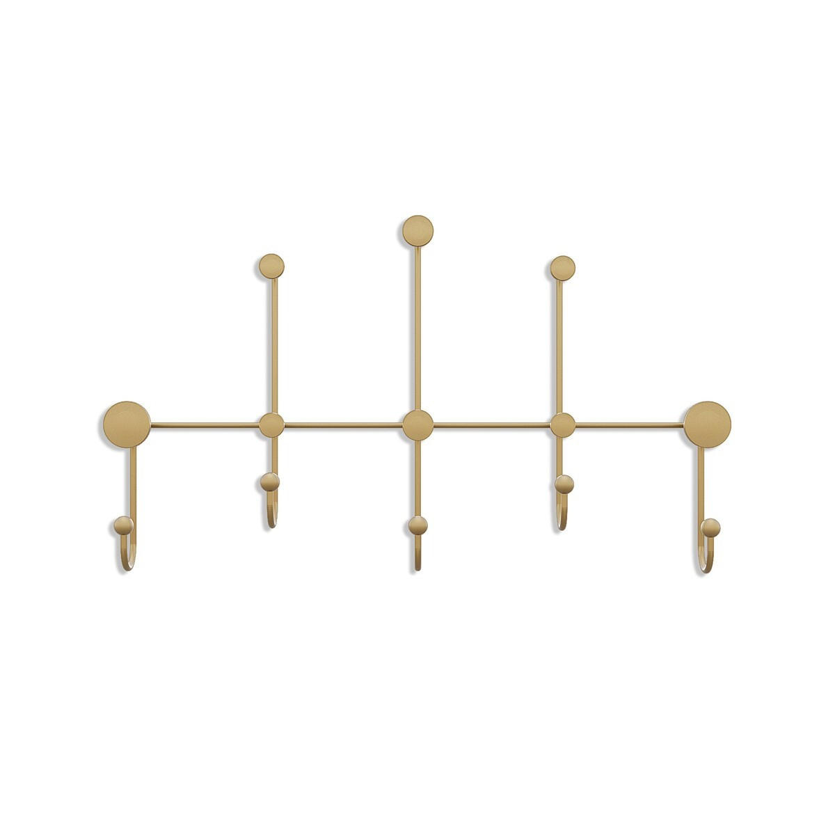 WANDGARDEROBE mit 8 Haken aus goldfarbenem Metall 80/10/45 cm - Goldfarben, Metall (10/45/10cm) - Calicosy