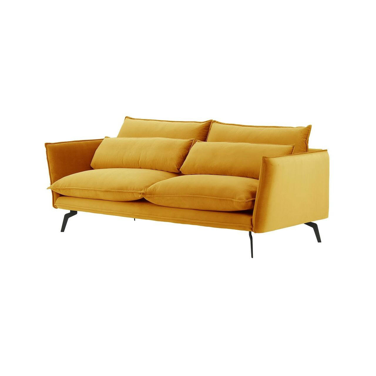 DREISITZER-SOFA Layla-Velluto 8 - Gelb, Holz/Textil (237/95/98cm)