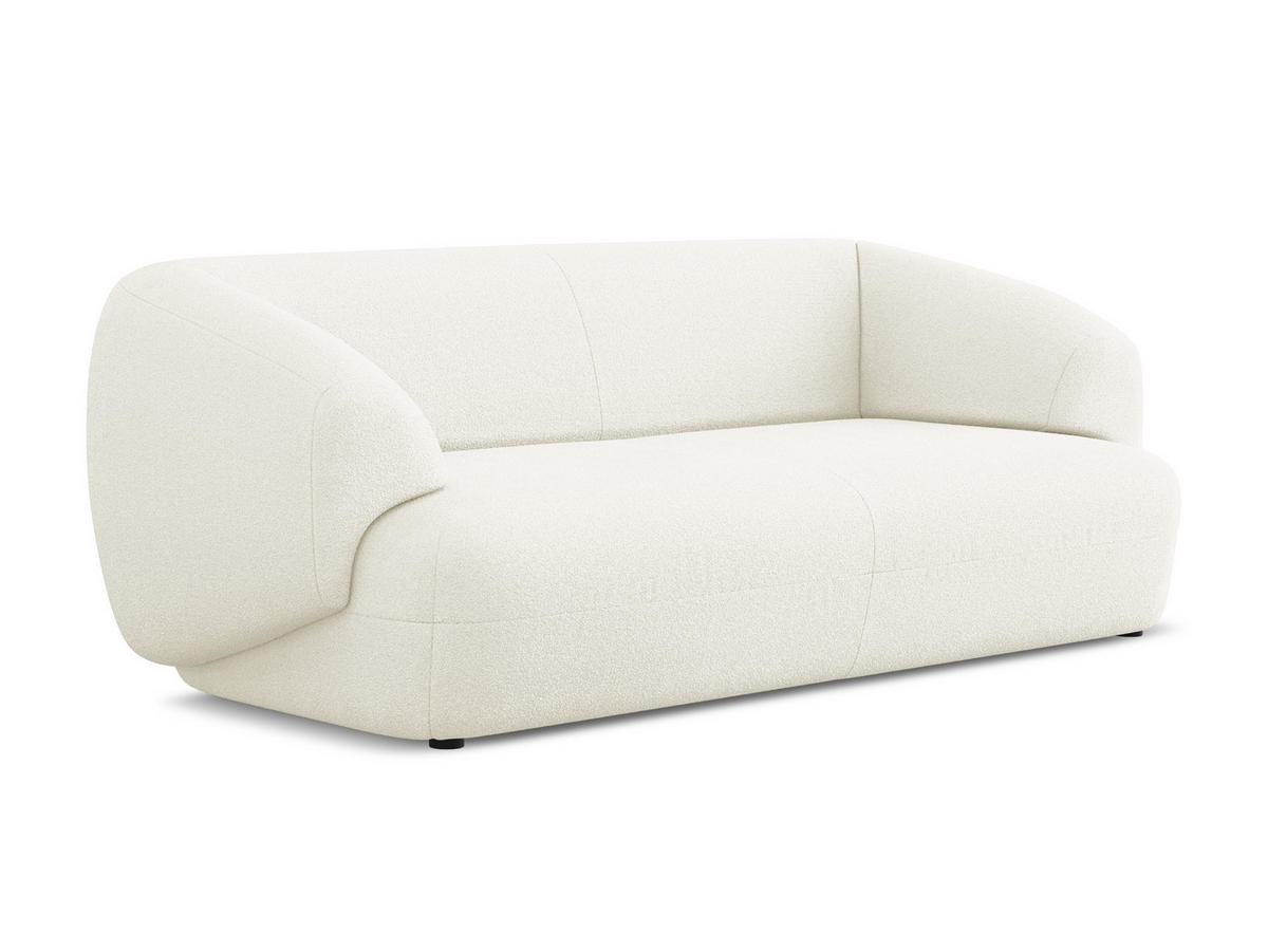 3-SITZER SOFA Bouclé Stoff Weiß - Schwarz/Weiß, Kunststoff/Textil (212/81/98cm) - Makamii