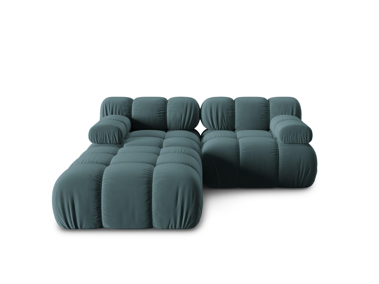 MODULARES-SOFA Bellis aus Samt petrol 3 Sitzplätze - Petrol, Textil (188/63/188cm) - Micadoni