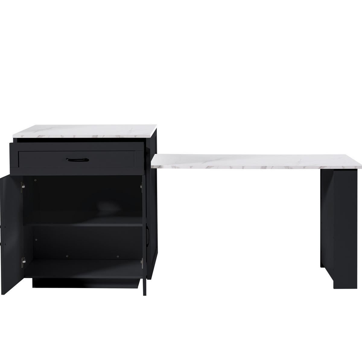 BARTISCH ausziehbar mit Stauraum 133-202 x 70 x 93,5 cm Schwarz - Schwarz, Holz (70/93.5/202cm) - Beauniv