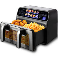 HEISSLUFTFRITTEUSE Doppelkammer 9L 10-in-1 flexibler XXL-Modus - Silberfarben, Metall (35/32/26cm)
