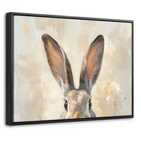 LEINWAND Bilder mit Rahmen - Hase - Ohren - Braun - 40x30 - Beige, Textil (40/30cm) - MuchoWow