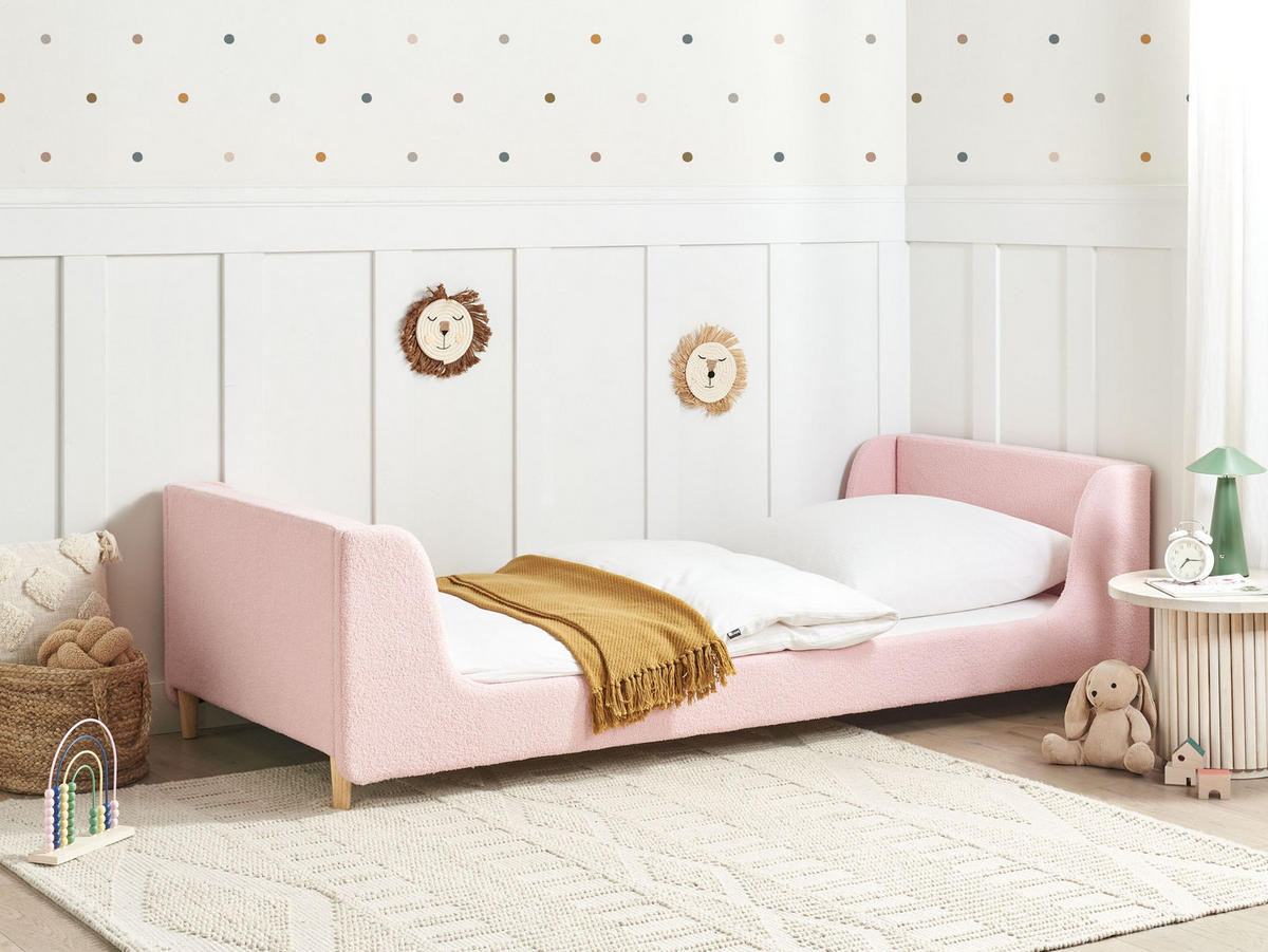 KINDERBETT 90x200 cm Rosa Laye - Pink, Textil (90/200cm) - Beliani