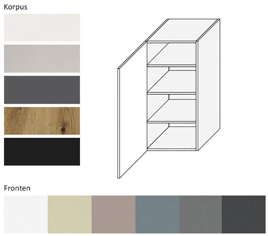 Thumbnail - Feldmann-Wohnen Küchenhängeschrank, Creme, Schwarz, Holz, 3 Fächer, Rechteckig, 40x96x32.5 cm, Küchen, Küchenmöbel, Küch...