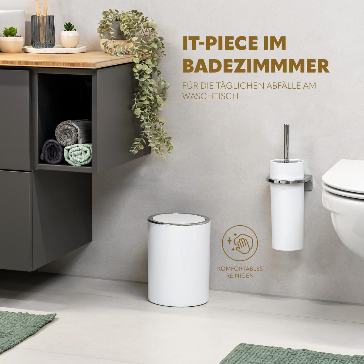 KOSMETIKEIMER SAVONA 5,5 Liter, weiß - Weiß, Kunststoff (19/24.5/19cm) - bremermann