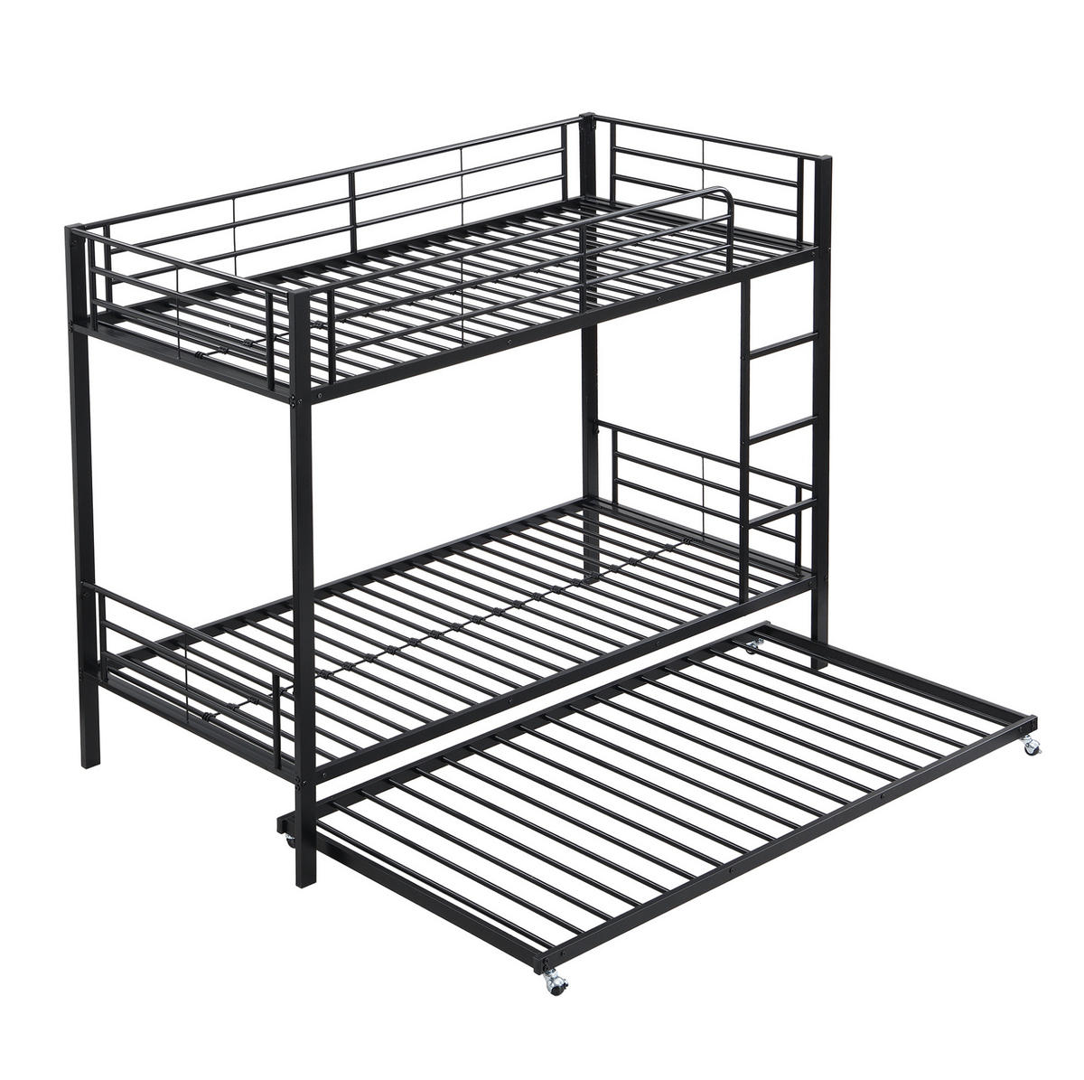 ETAGENBETT 90/200 cm in Schwarz mit Ausziehbett 90/190 cm aus Metall - Schwarz, Metall (90/190cm) - Flora Grace