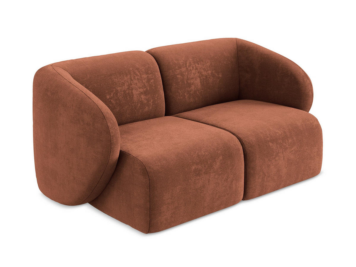 2-SITZER-SOFA Chenille Stoff Orange - Terra cotta/Schwarz, Holzwerkstoff/Kunststoff (174/75/94cm) - Makamii
