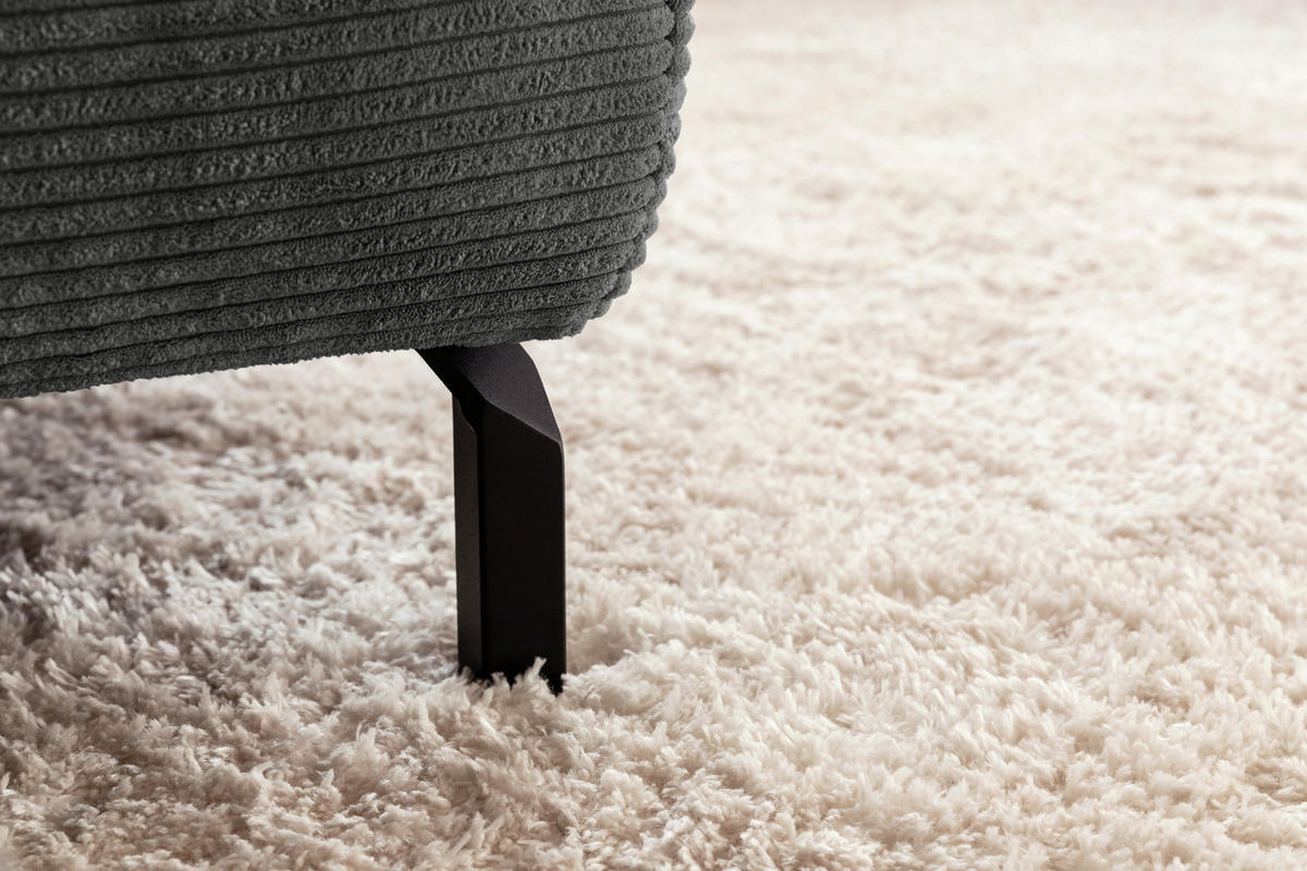 ECKSOFA DELIA Grau Cord - Schwarz/Grau, Textil/Metall (312/219cm) - KAWOLA
