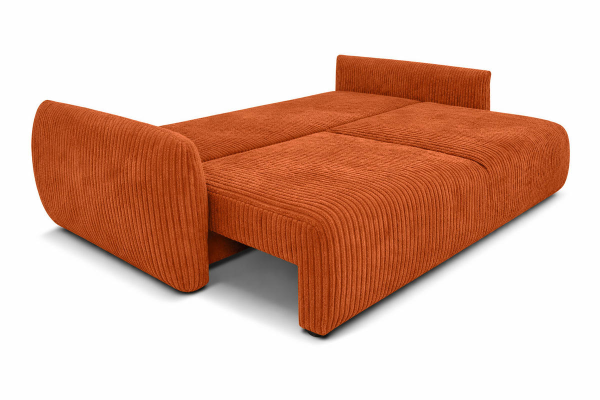 SOFA Mit Schlaffunktion Und Bettkasten, Cordstoff Poso, Kupfer, Zephira - Orange, Holz (238/87/102cm) - Kaiser Möbel