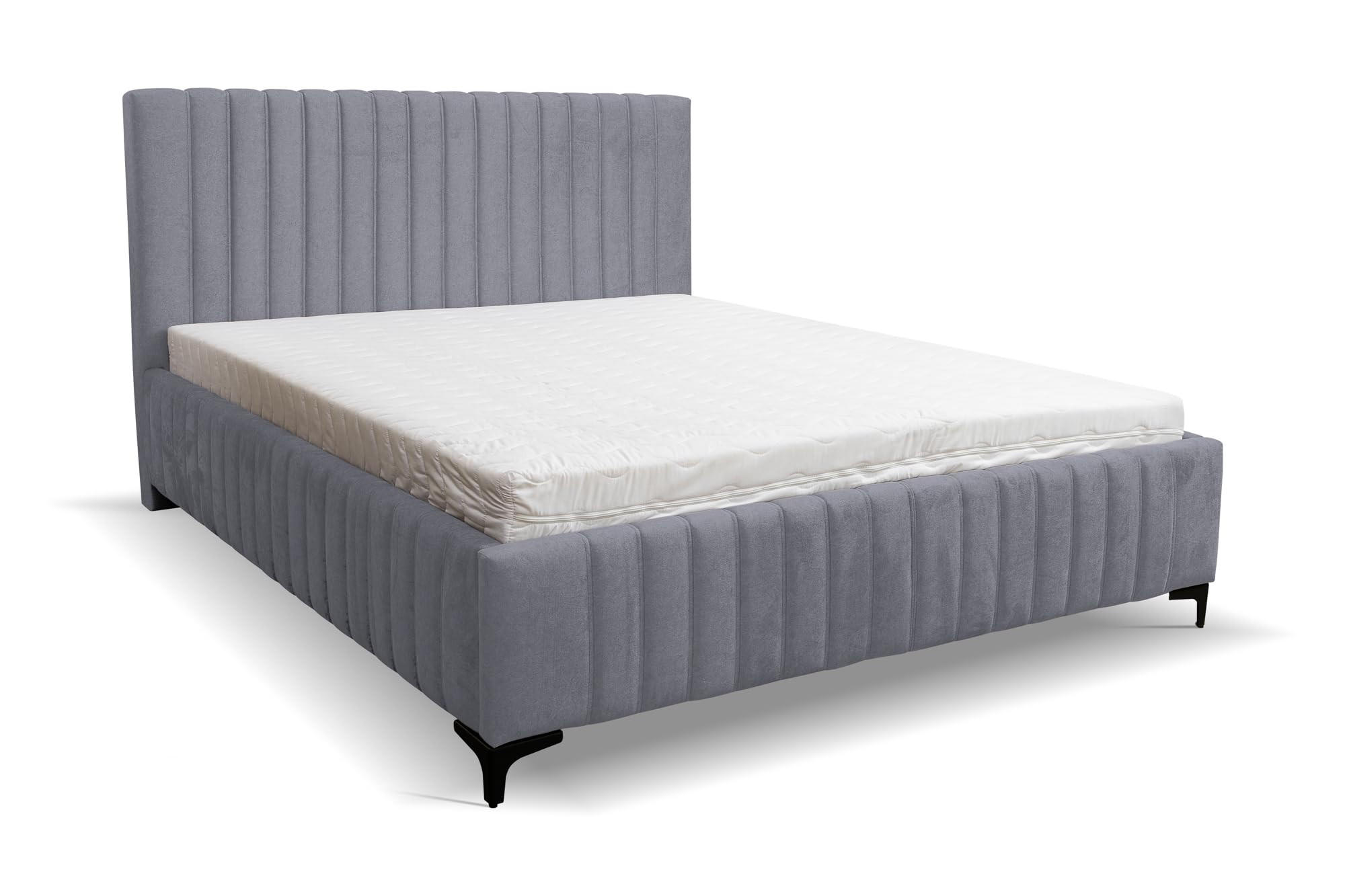 POLSTERBETT QUANT mit Bettkasten Velour Stoff 160 x 200 cm - Grau, Holzwerkstoff (160/200cm) - VENASI MÖBEL