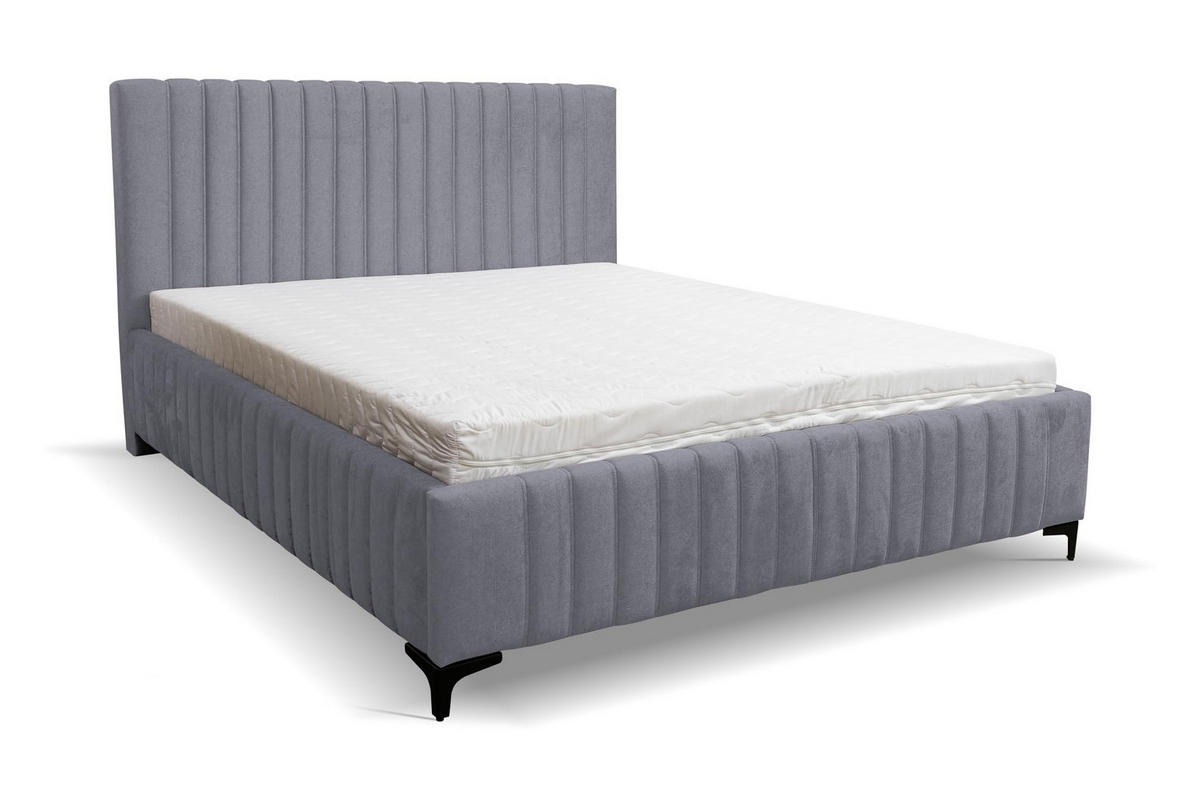 POLSTERBETT QUANT mit Bettkasten Velour Stoff 180 x 200 cm - Grau, Holzwerkstoff (180/200cm) - VENASI MÖBEL