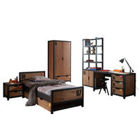 KINDERZIMMER Set komplett Kameko 10 Massivholz+MDF Schwarz/Cognac - Cognac/Schwarz, Holz (291/1/191cm) - 58aufmkessel