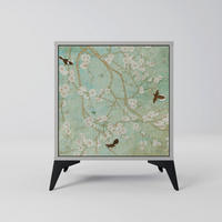 SIDEBOARD BLOOMING CHARM, Grau, 57,5x42x70,5 cm, Schwarze Metall-Sternfüße - Multicolor/Schwarz, Holzwerkstoff/Metall (57.5/70.5/42cm) - SpaceRebels
