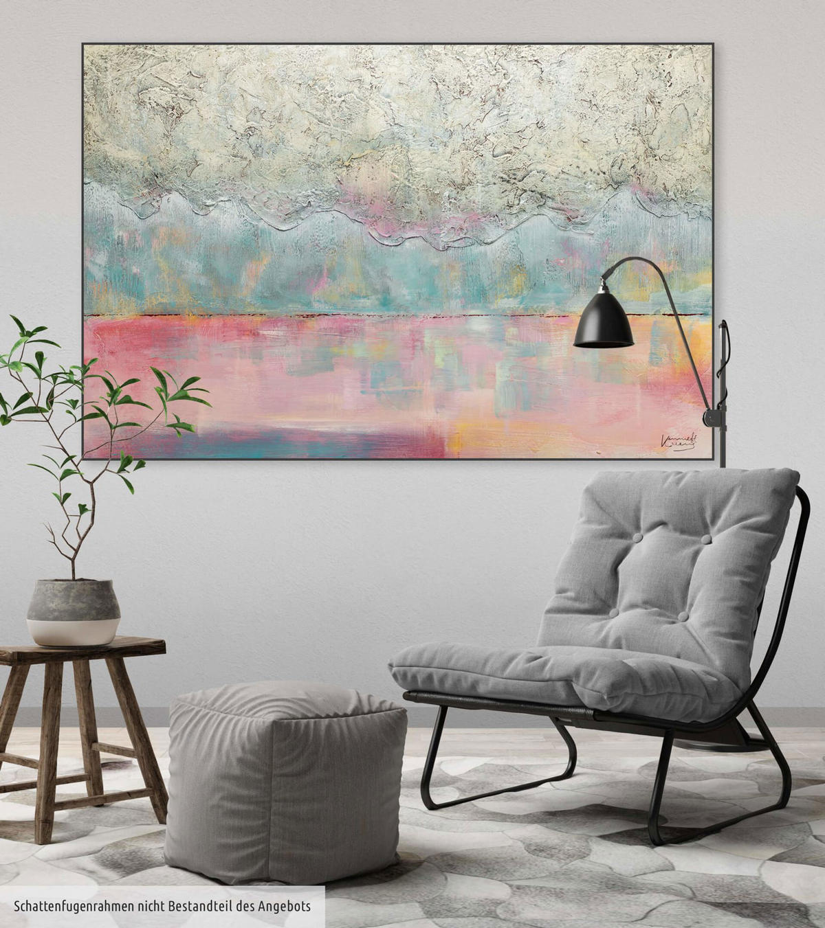 ÖLGEMÄLDE 120/80 cm - Türkis/Beige, Holz/Textil (2.08/80cm) - KUNSTLOFT