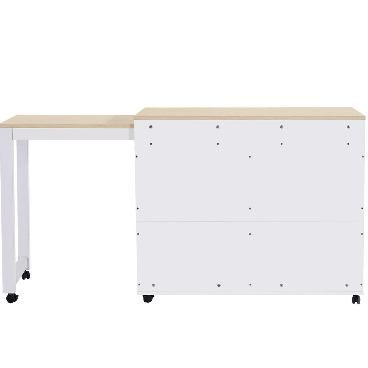 BARTISCH 117-180/50/94,6 cm in Weiß mit Ablagefächern und ausziehbarer Platte - Weiß, Holzwerkstoff (117/50/94.6cm) - BEAOK