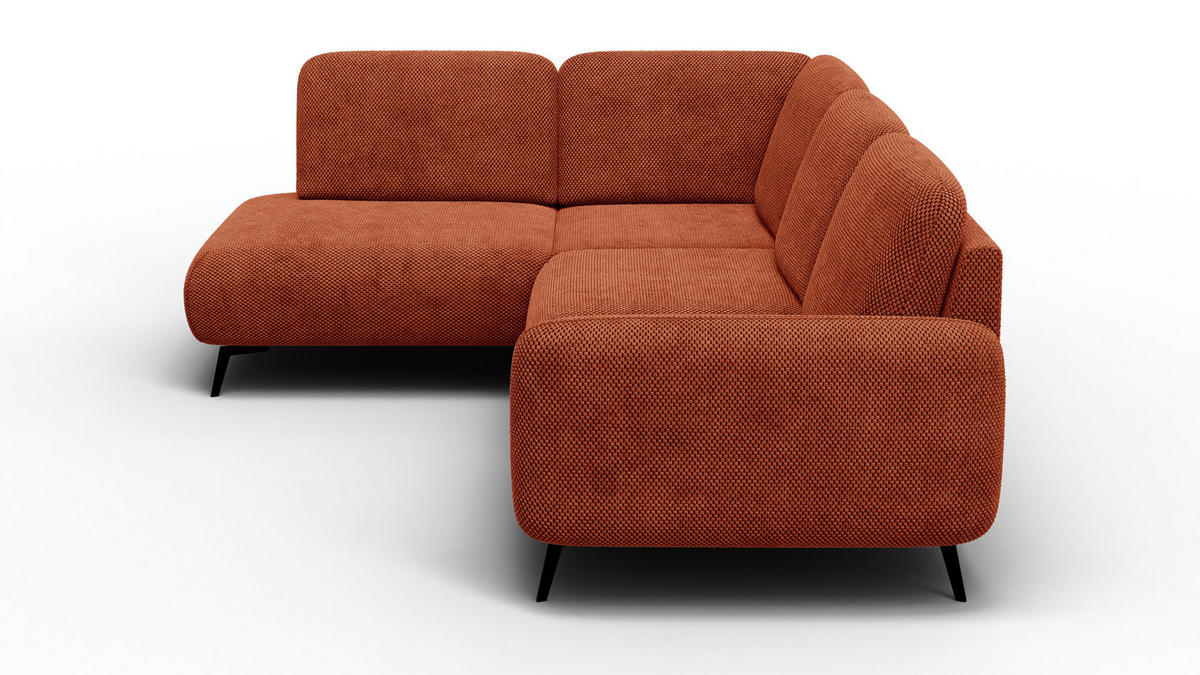 ECKSOFA FEBE 5-Sitzer links, dunkelorange - Dunkelorange/Schwarz, Holz/Textil (271/190cm) - Courtois Laville