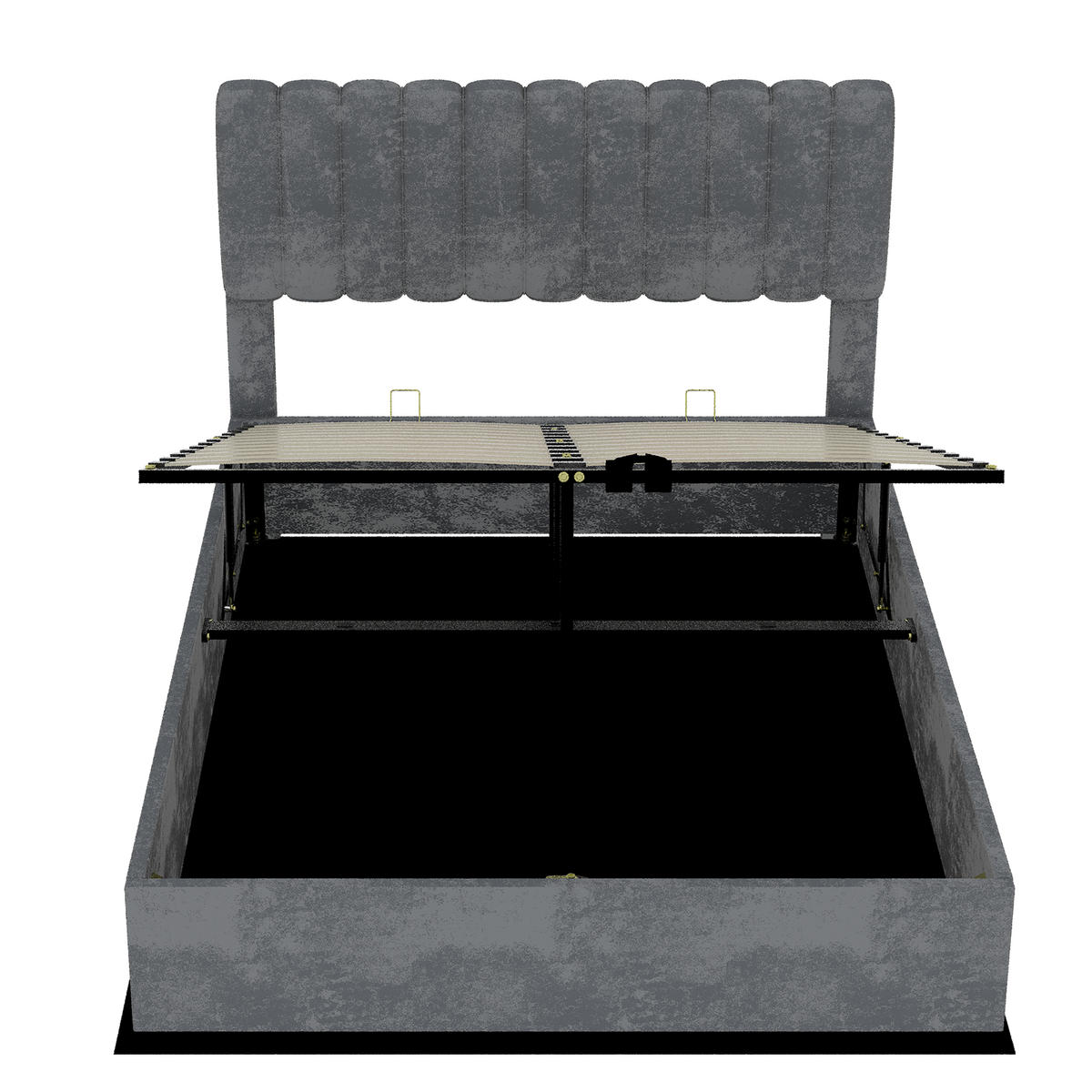 POLSTERBETT 140/200 cm DE-33015 mit Gaslift-Stauraum Grau - Grau, Metall (140/200cm) - ComfortXL