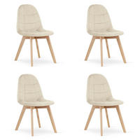 ESSZIMMERSTÜHLE 4er Set Stoff Beige, gepolsterte Rückenlehne, Holzbeine, Modernes Design - Beige, Textil (46/84/56cm) - Best For Home