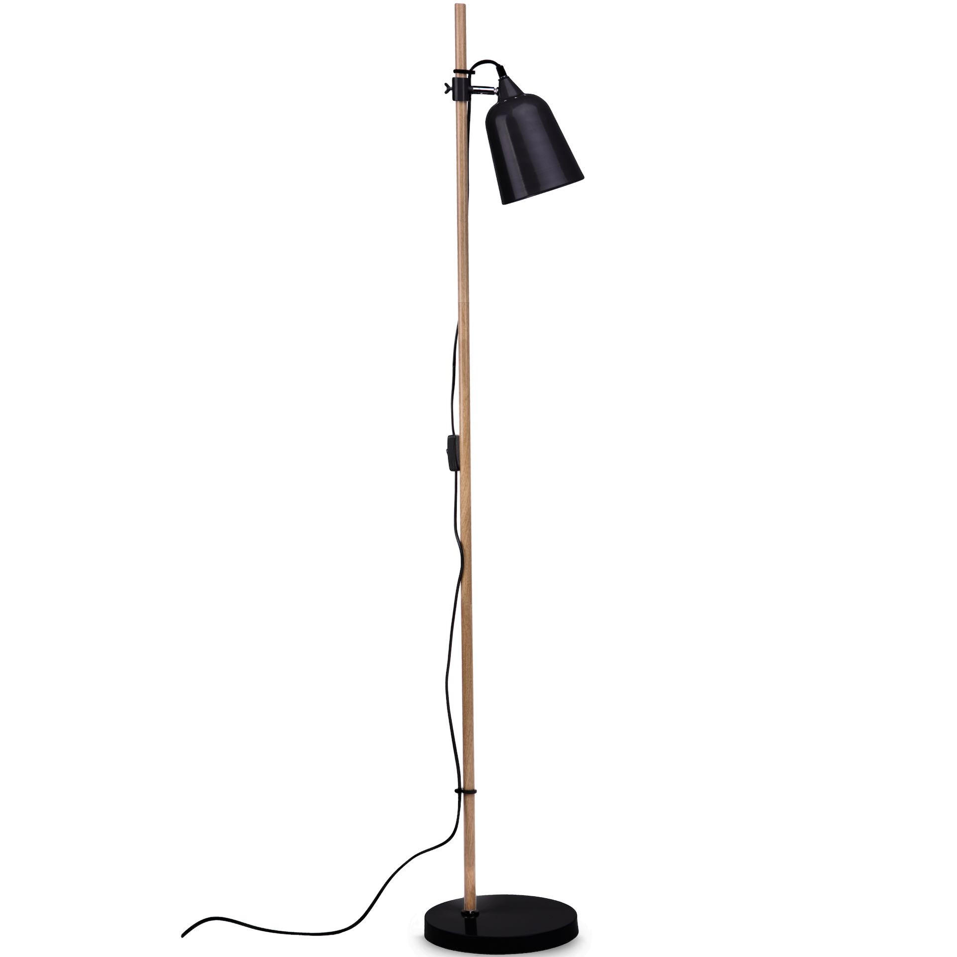 STEHLAMPE PLISO, Schwarz - Schwarz, Holz/Textil (25/25/150cm) - KONSIMO®
