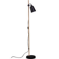 STEHLAMPE PLISO, Schwarz - Schwarz, Holz/Textil (25/25/150cm) - KONSIMO®